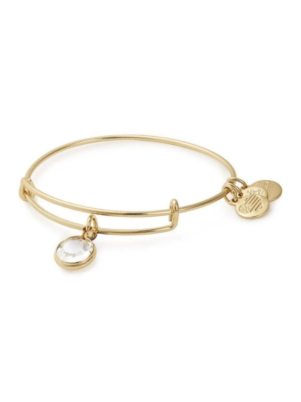 April Clear Crystal Birthstone Charm Bangle